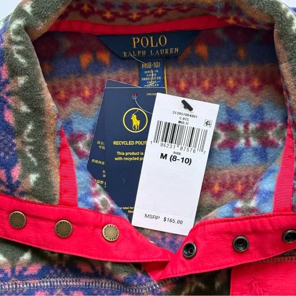 Polo Ralph Lauren Girls Fair Isle Brushed Fleece Pullover - Size M (8-10) - Picture 16 of 16
